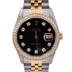 16233 Black Dial With Big Diamonds & After Diamonds Bezel - Full Set 36mm