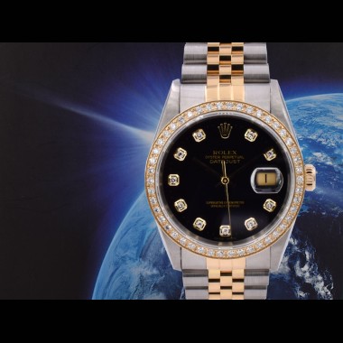 16233 Black Dial With Big Diamonds & After Diamonds Bezel - Full Set 36mm