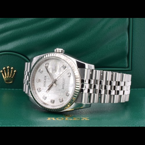 116234 White Jubilee Dial With Big Diamonds - Full Set 36mm