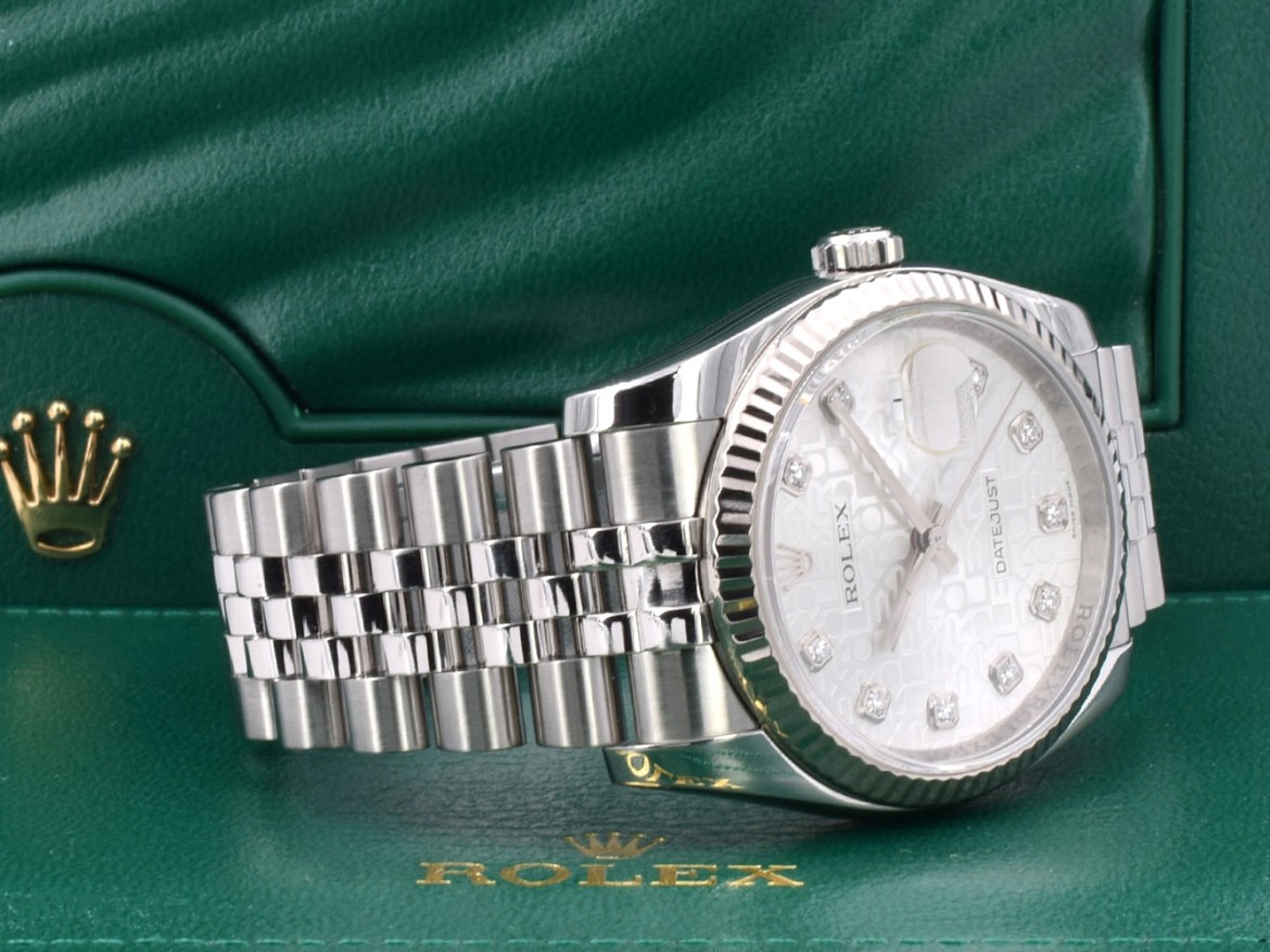 116234 White Jubilee Dial With Big Diamonds - Full Set 36mm