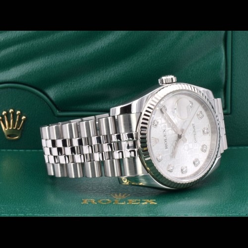 116234 White Jubilee Dial With Big Diamonds - Full Set 36mm