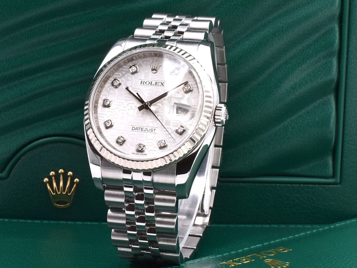 116234 White Jubilee Dial With Big Diamonds - Full Set 36mm