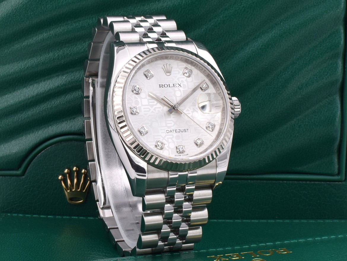 116234 White Jubilee Dial With Big Diamonds - Full Set 36mm