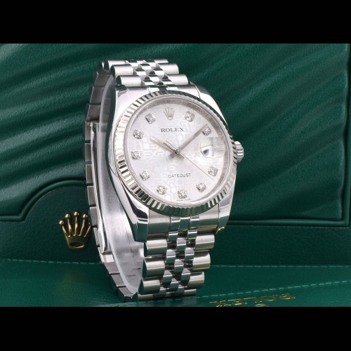116234 White Jubilee Dial With Big Diamonds - Full Set 36mm