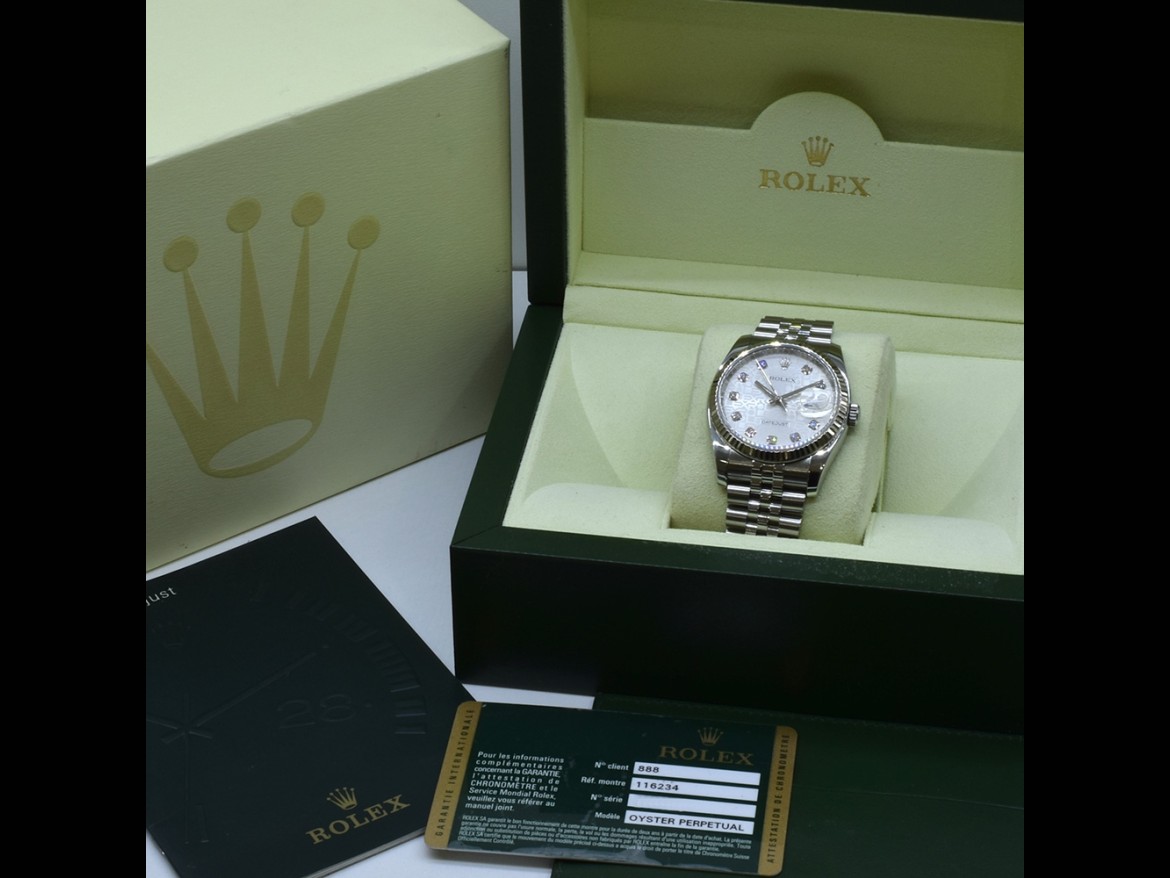 116234 White Jubilee Dial With Big Diamonds - Full Set 36mm