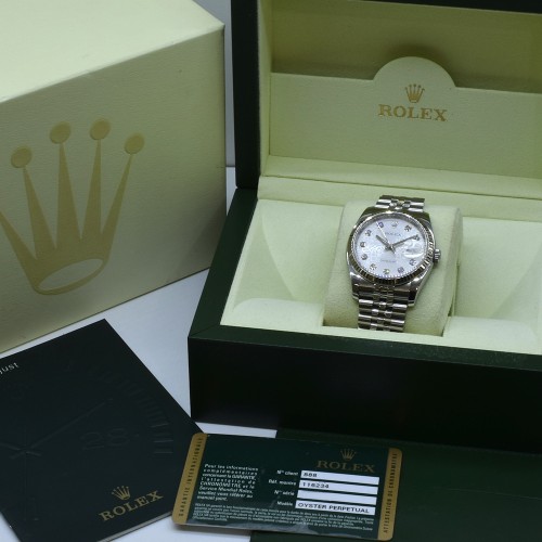 116234 White Jubilee Dial With Big Diamonds - Full Set 36mm