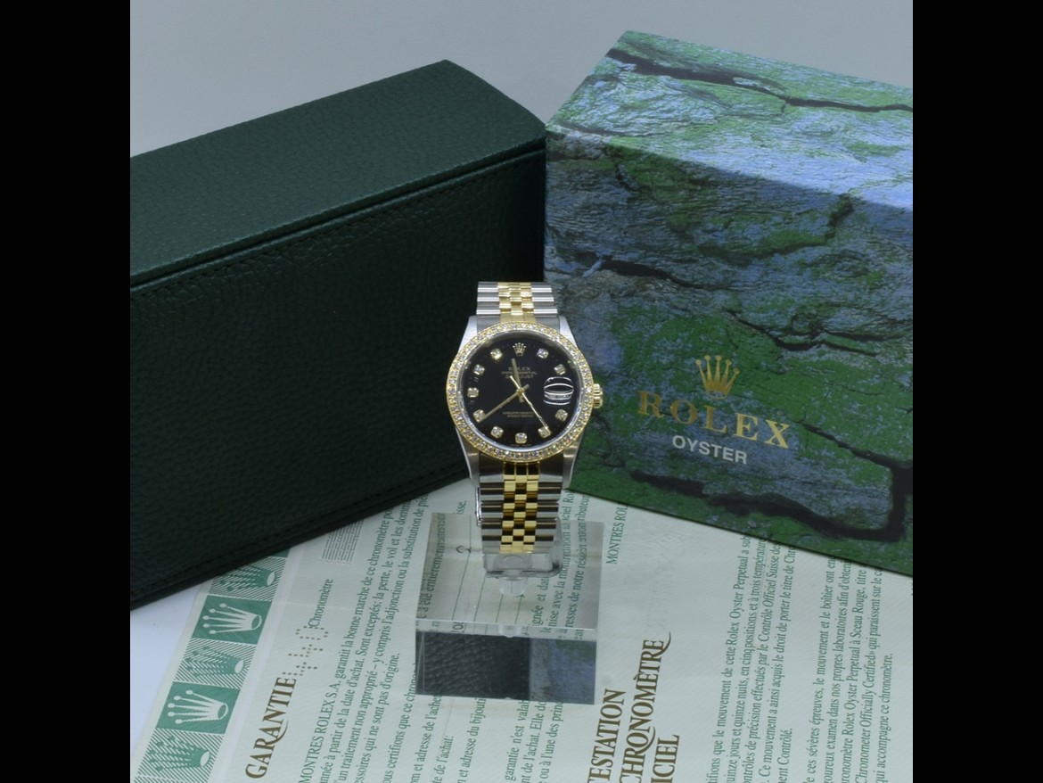 16233 Black Dial With Big Diamonds & After Diamonds Bezel - Full Set 36mm