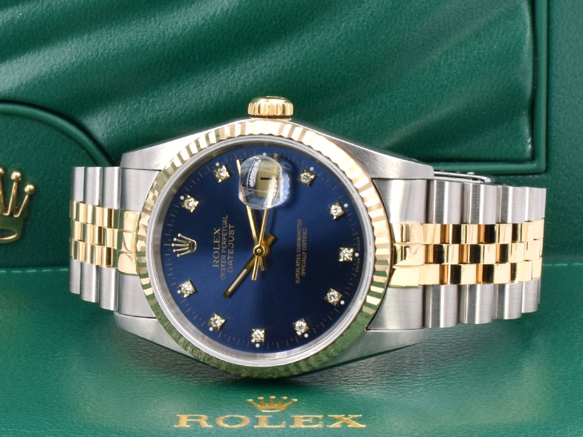 16233 Blue Dial With Diamonds - Full Set