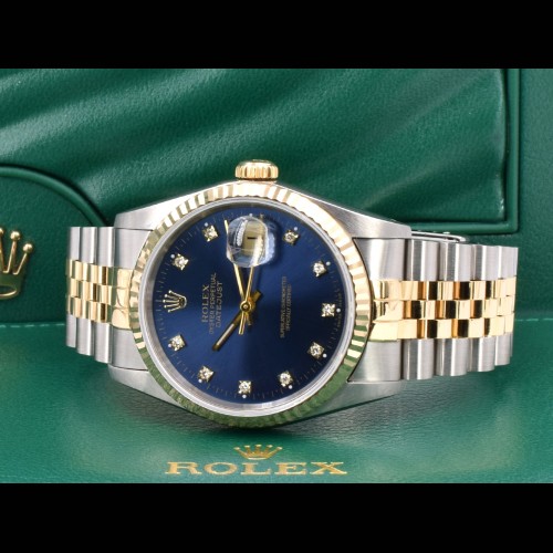 16233 Blue Dial With Diamonds - Full Set