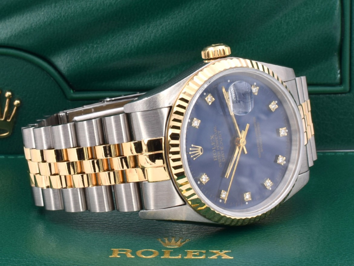 16233 Blue Dial With Diamonds - Full Set