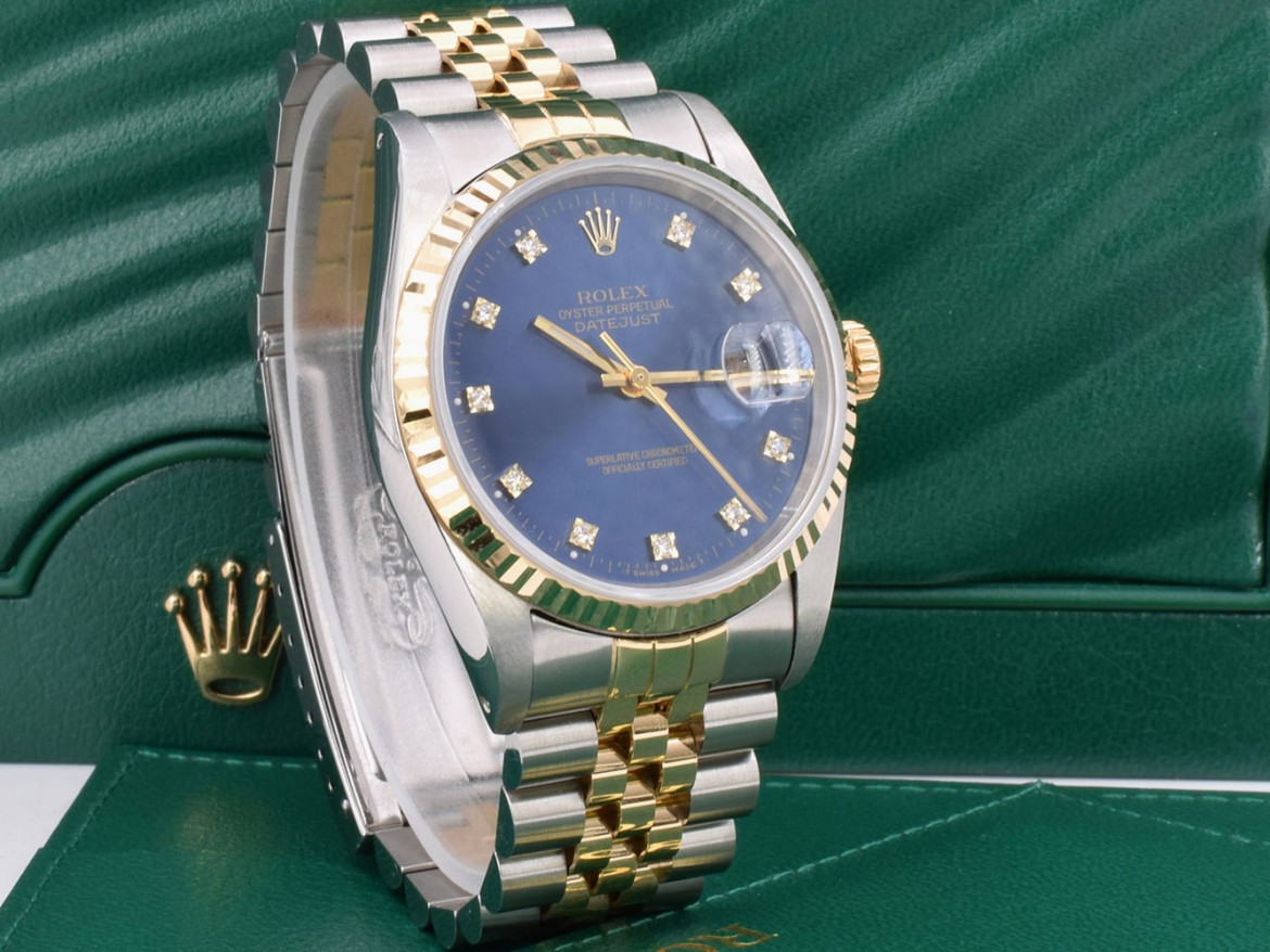 16233 Blue Dial With Diamonds - Full Set