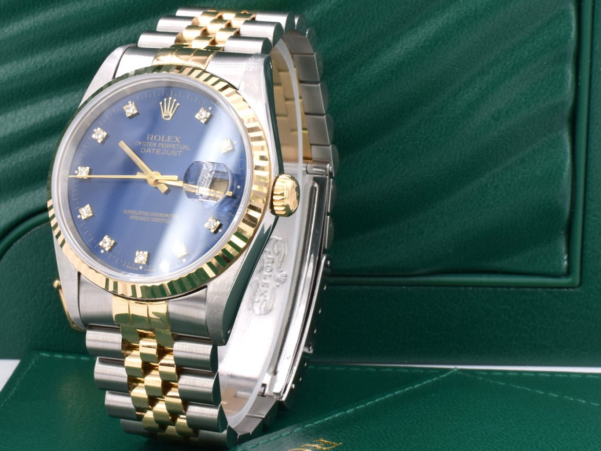 16233 Blue Dial With Diamonds - Full Set