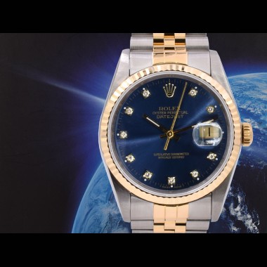 16233 Blue Dial With Diamonds - Full Set
