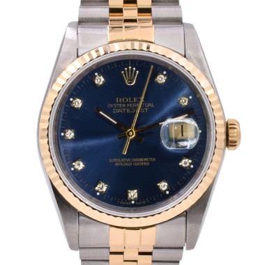 16233 Blue Dial With Diamonds - Full Set