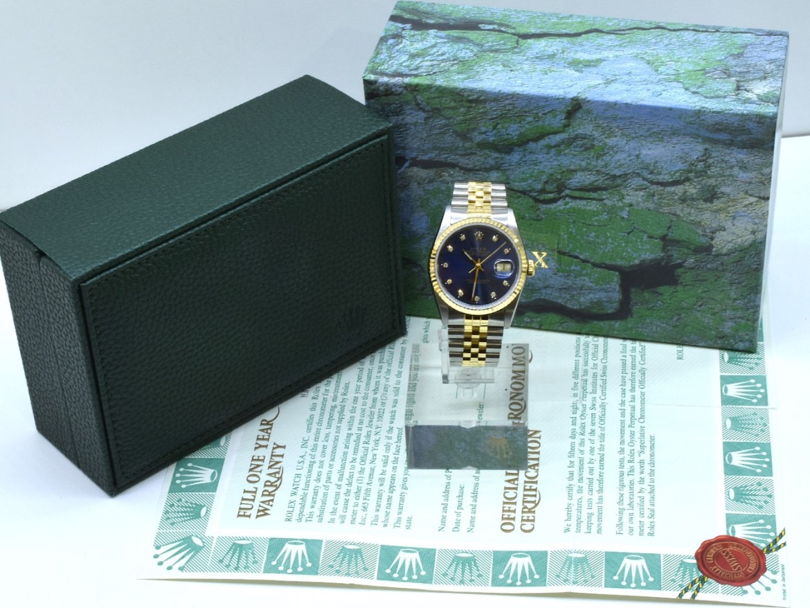 16233 Blue Dial With Diamonds - Full Set