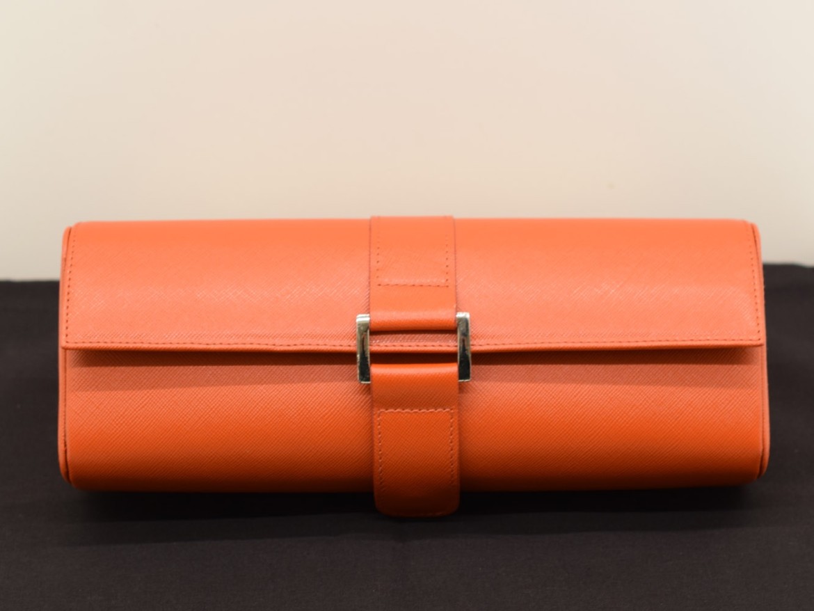 Leather Watch Box made in Italy  orange