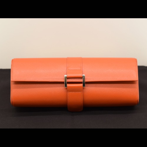 Leather Watch Box made in Italy  orange