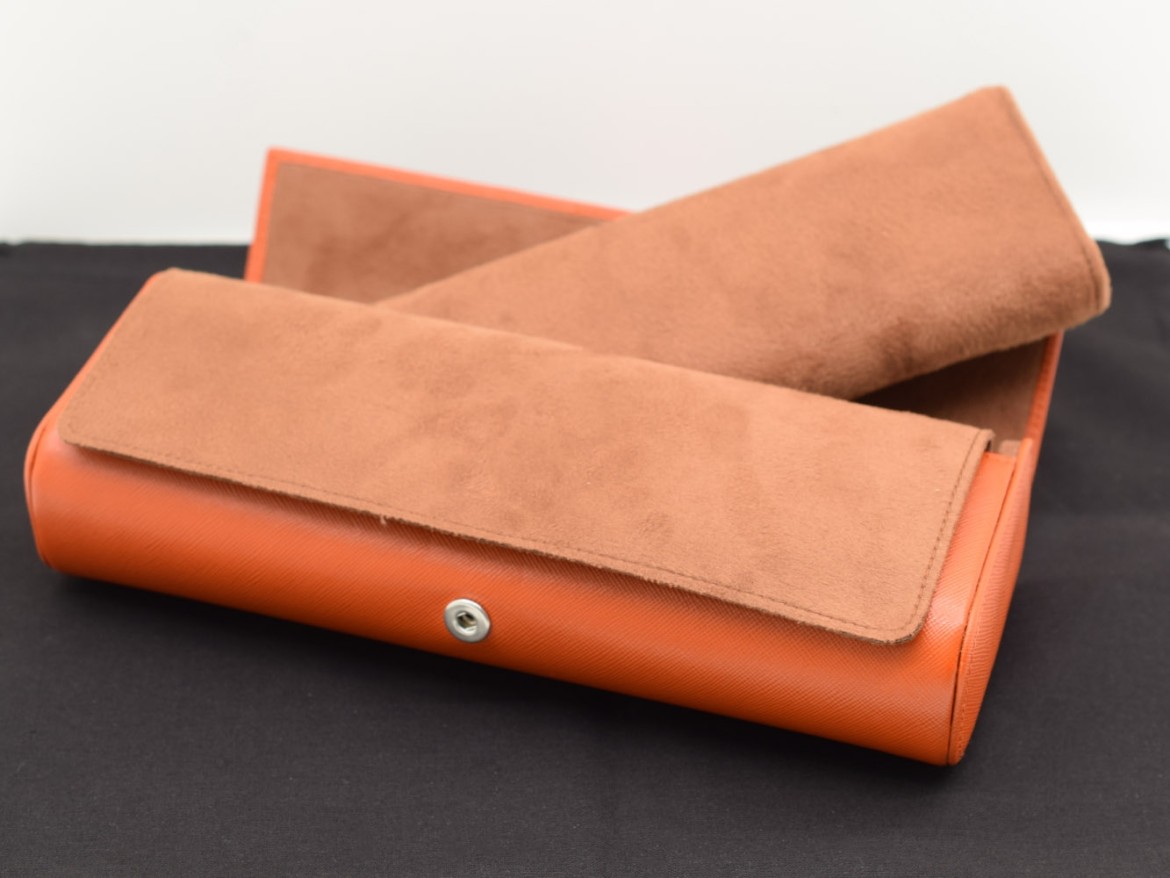 Porta Orologi in pelle interno in alcantara  made in Italy orange