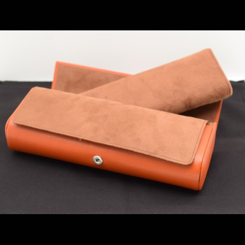Porta Orologi in pelle interno in alcantara  made in Italy orange