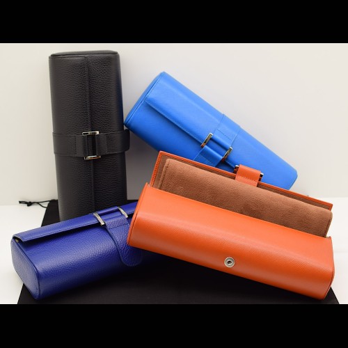Porta Orologi in pelle interno in alcantara  made in Italy orange