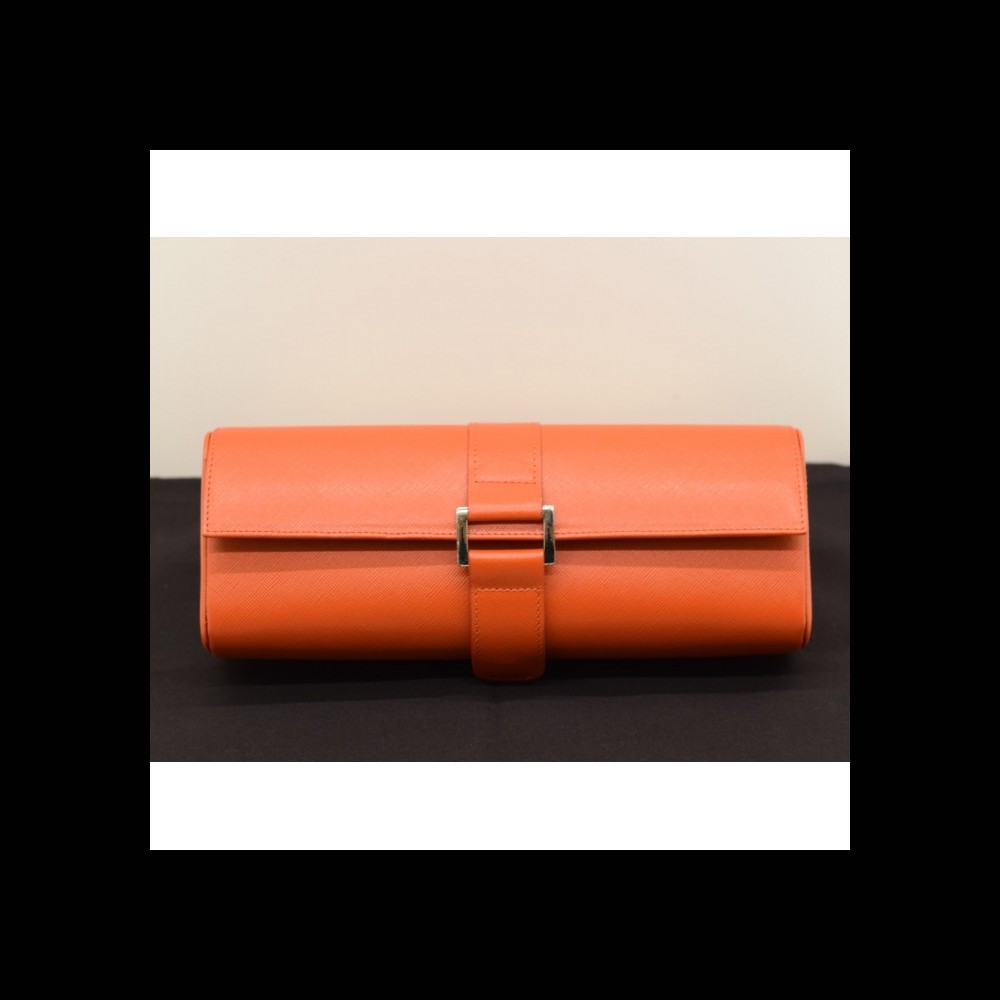 Porta Orologi in pelle interno in alcantara  made in Italy orange