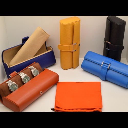 Leather Watch Box made in Italy  orange