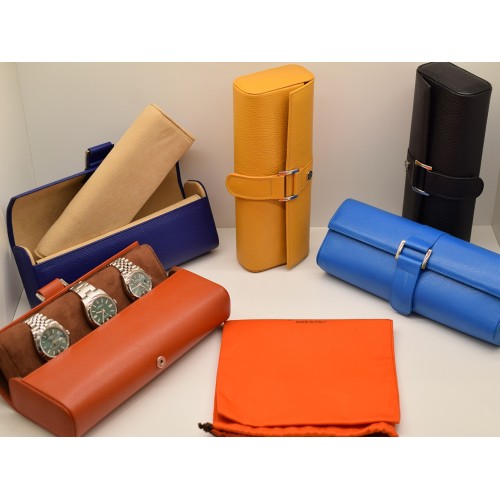 Porta Orologi in pelle interno in alcantara  made in Italy