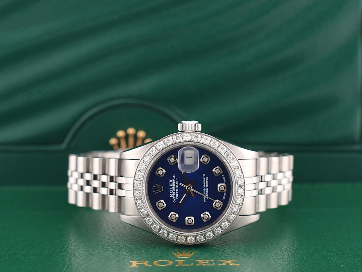 69174 Blue Dial With Big Diamonds & After Diamonds Bezel 26mm