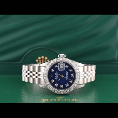 69174 Blue Dial With Big Diamonds & After Diamonds Bezel 26mm
