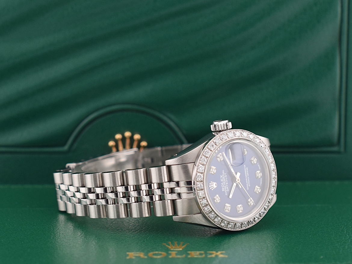 69174 Blue Dial With Big Diamonds & After Diamonds Bezel 26mm