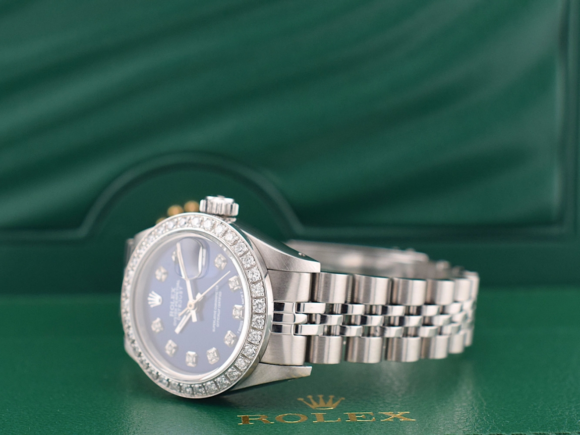 69174 Blue Dial With Big Diamonds & After Diamonds Bezel 26mm