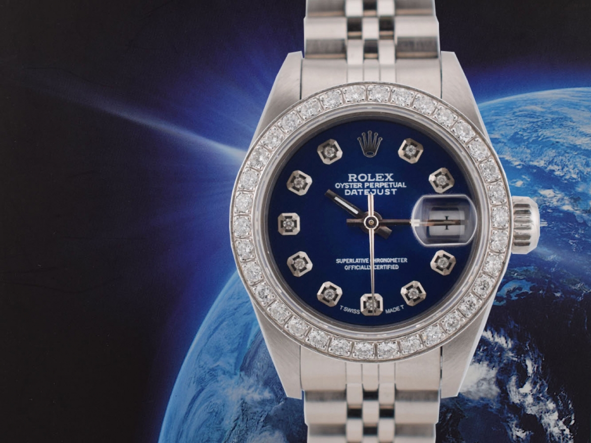69174 Blue Dial With Big Diamonds & After Diamonds Bezel 26mm