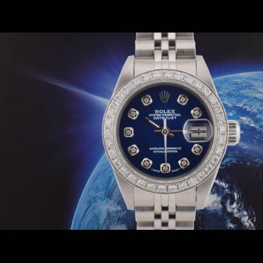 69174 Blue Dial With Big Diamonds & After Diamonds Bezel 26mm