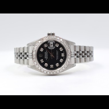 69174 Black Dial With Big Diamonds - Full Set 26mm