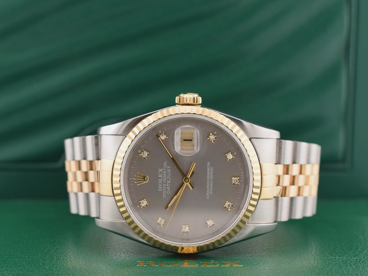 16233 Silver Dial With Diamonds - Full Set 36mm