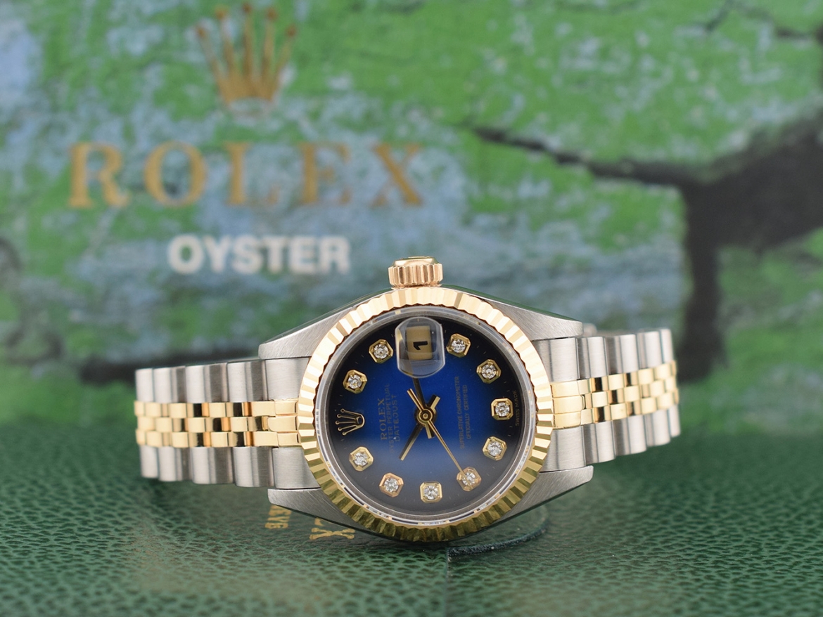 69173 Blue Dial With Diamonds - Full Set 26mm