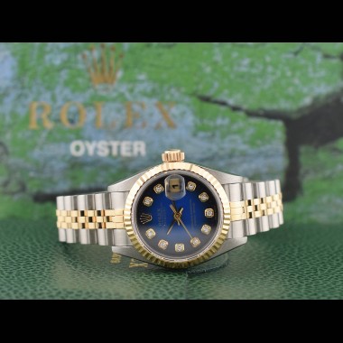 69173 Blue Dial With Diamonds - Full Set 26mm