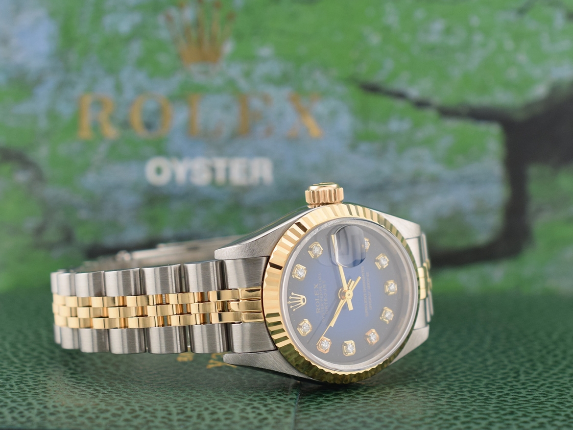 69173 Blue Dial With Diamonds - Full Set 26mm