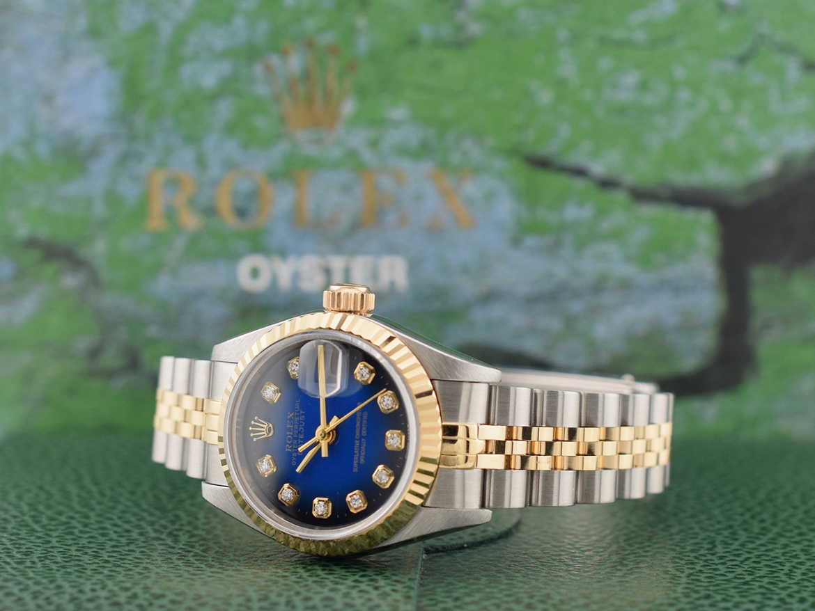 69173 Blue Dial With Diamonds - Full Set 26mm