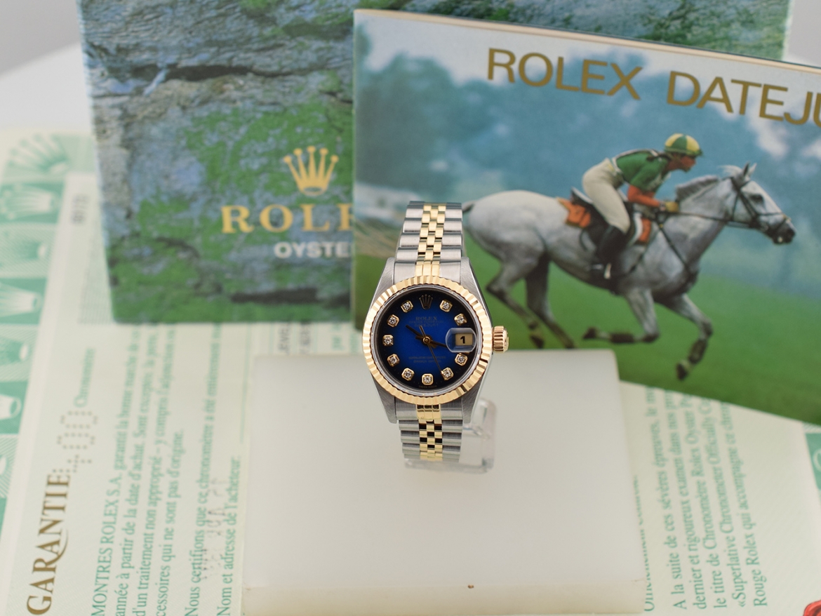 69173 Blue Dial With Diamonds - Full Set 26mm