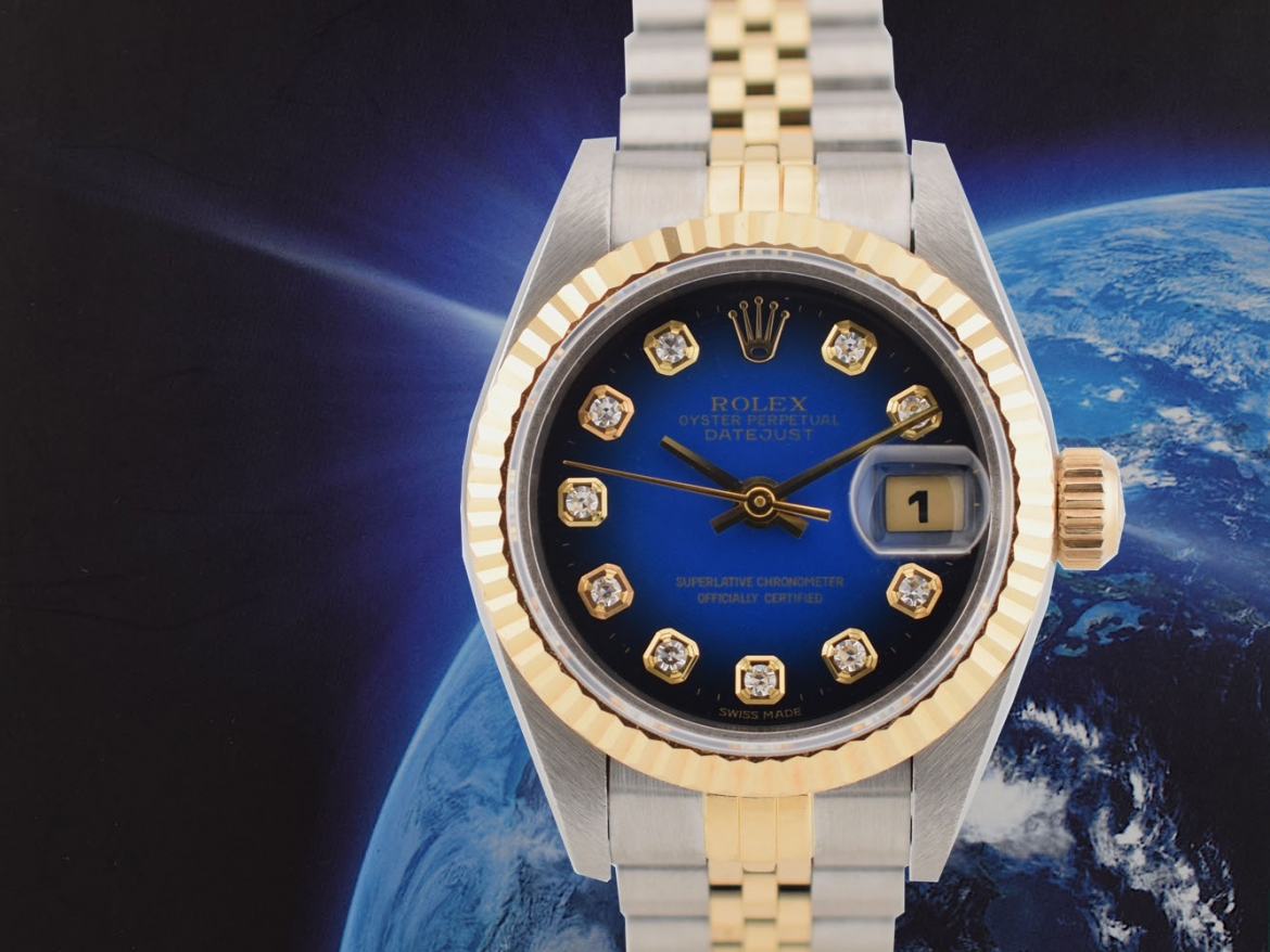 69173 Blue Dial With Diamonds - Full Set 26mm