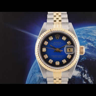 69173 Blue Dial With Diamonds - Full Set 26mm