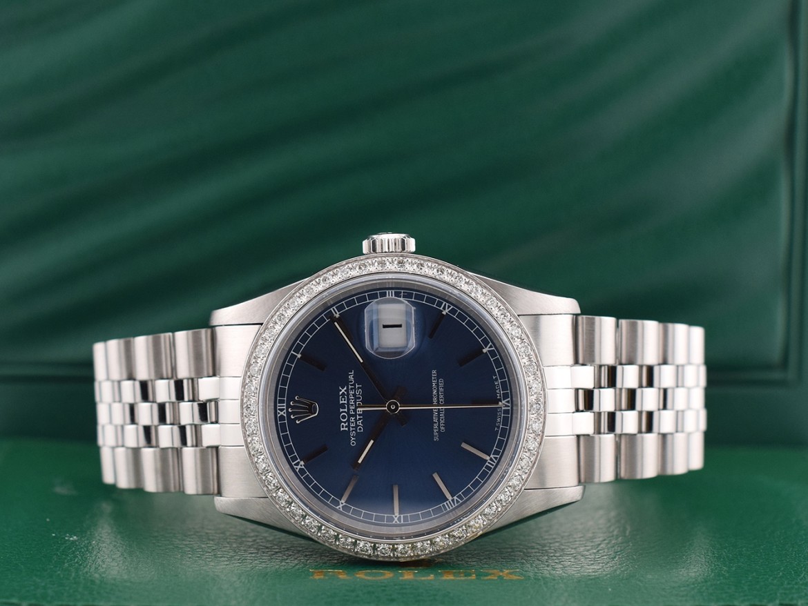 16234 Blue Index Dial With After Diamonds Bezel - Full Set 36mm