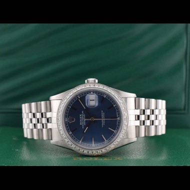 16234 Blue Index Dial With After Diamonds Bezel - Full Set 36mm