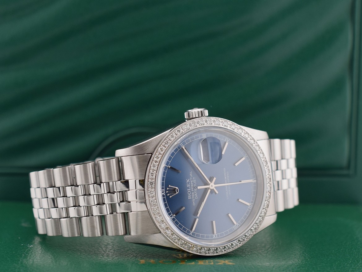 16234 Blue Index Dial With After Diamonds Bezel - Full Set 36mm