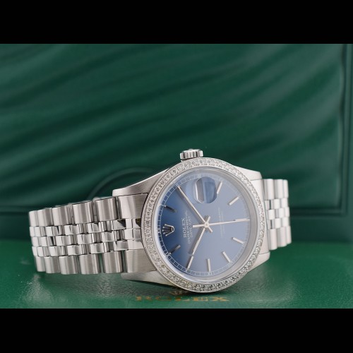 16234 Blue Index Dial With After Diamonds Bezel - Full Set 36mm