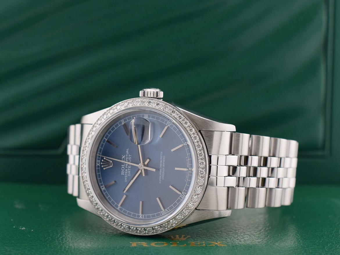 16234 Blue Index Dial With After Diamonds Bezel - Full Set 36mm