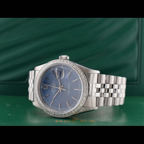 16234 Blue Index Dial With After Diamonds Bezel - Full Set 36mm
