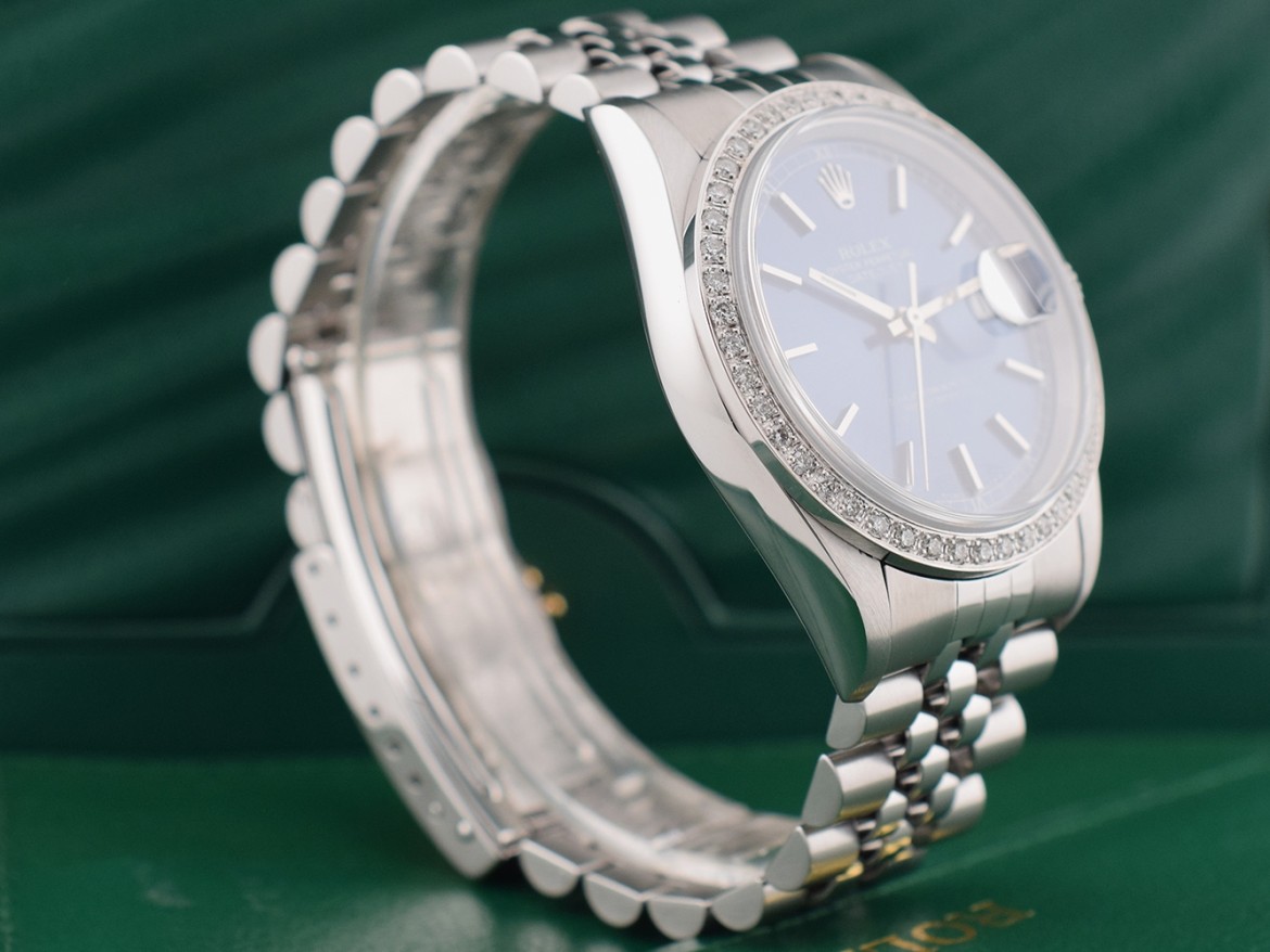 16234 Blue Index Dial With After Diamonds Bezel - Full Set 36mm