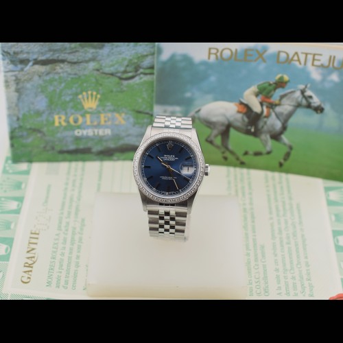 16234 Blue Index Dial With After Diamonds Bezel - Full Set 36mm